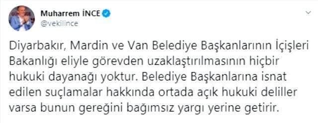 HDP'li belediye başkanlarının görevden alınmasına İmamoğlu'ndan tepki: Kabul edilemez