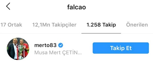 Radamel Falcao Mert Çetin'i takip etti!