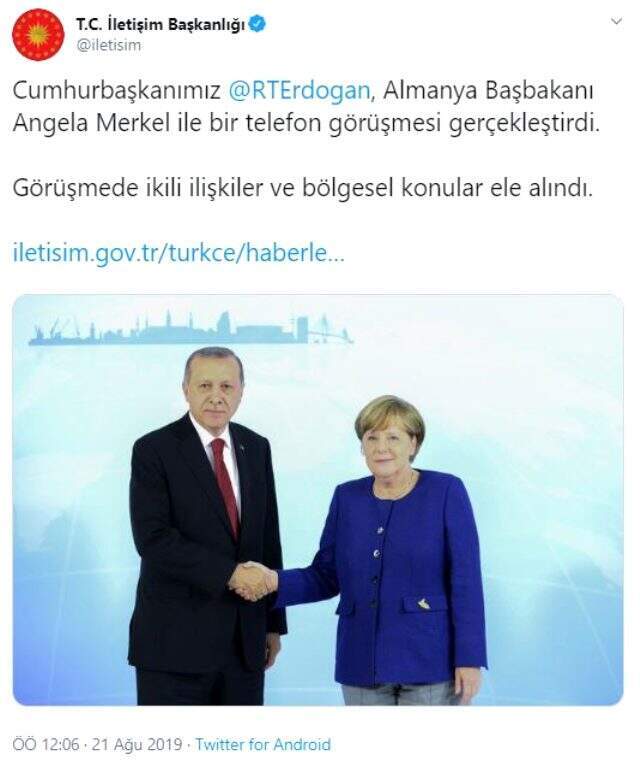 Cumhurbaşkanı Erdoğan, Angela Merkel ile telefonda görüştü Cumhurbaşkanı Erdoğan, Angela Merkel ile telefonda görüştü
