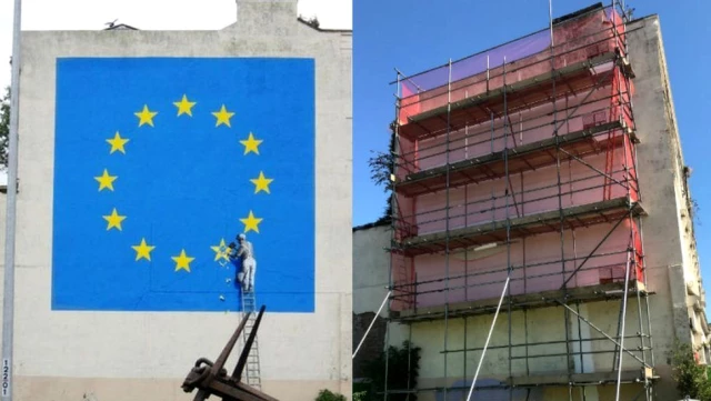 Banksy'e ait Brexit duvar resmi bir gecede ortadan kayboldu