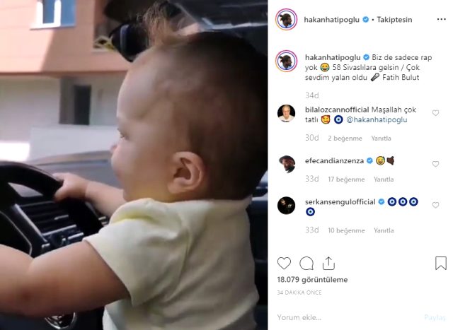 Hakan Hatipoğlu'nun 10 aylık kızı Sivas türküsüyle arabada dans etti