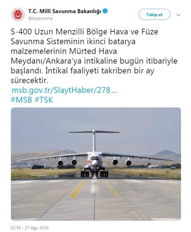 S-400'de ikinci sevkiyat başladı: Parçaları taşıyan uçak Ankara'ya iniş yaptı
