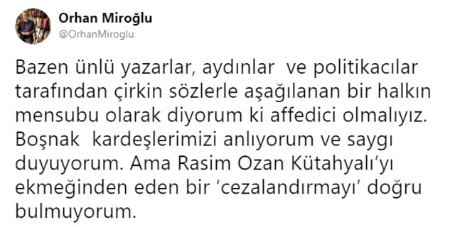 AK Partili Orhan Miroğlu'ndan Rasim Ozan Kütahyalı'ya destek çıkışı