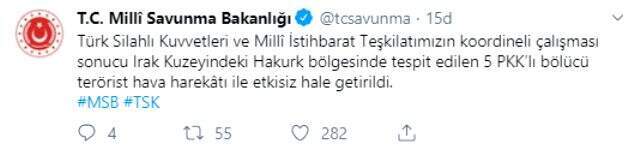 Son dakika: MSB duyurdu! Irak'ın Hakurk bölgesinde 5 terörist etkisiz hale getirildi MSB duyurdu! Irak'ın Hakurk bölgesinde 5 terörist etkisiz hale getirildi