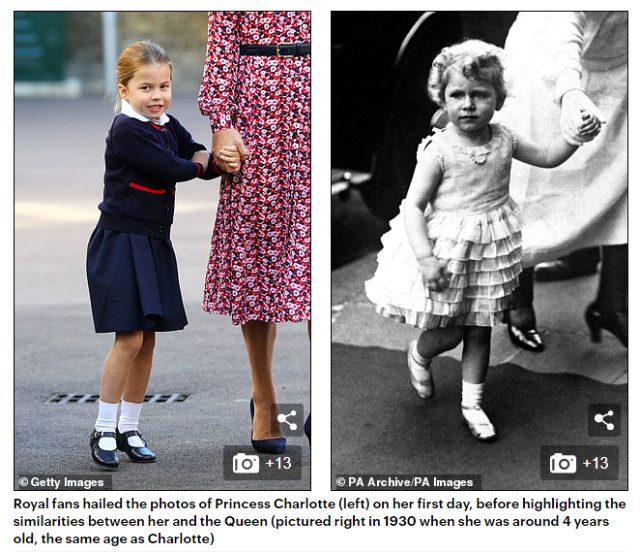 Prenses Charlotte'nin, Kraliçe Elizabeth'e olan benzerliği İngiliz medyasında gündem oldu