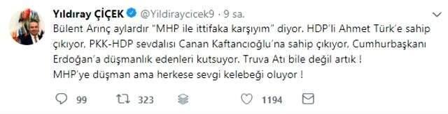 Bülent Arınç'ın Ahmet Türk yorumuna MHP'li isimden sert tepki: Erdoğan'a savaş açmıştır