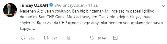 Tuncay Özkan, Muharrem İnce'nin seçim günü içkili olduğunu söylediği iddialarını reddetti