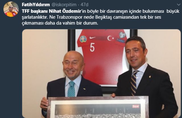 TFF Başkanı Nihat Özdemir'in Ali Koç'tan aldığı hediye tepki çekti