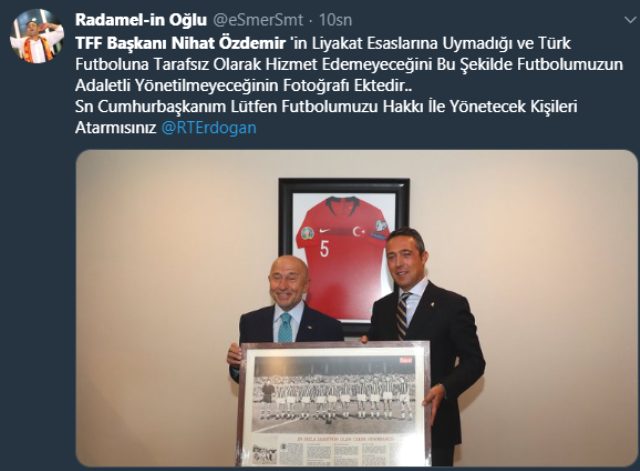 TFF Başkanı Nihat Özdemir'in Ali Koç'tan aldığı hediye tepki çekti