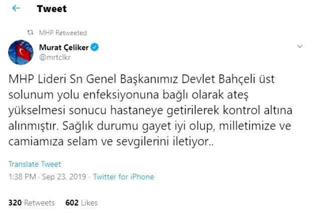 Devlet Bahçeli ofisinde rahatsızlanınca hastaneye kaldırıldı