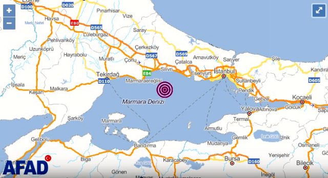 Marmara açıklarında meydana gelen 4.6'lık deprem, izleme istasyonunda kaydedildi