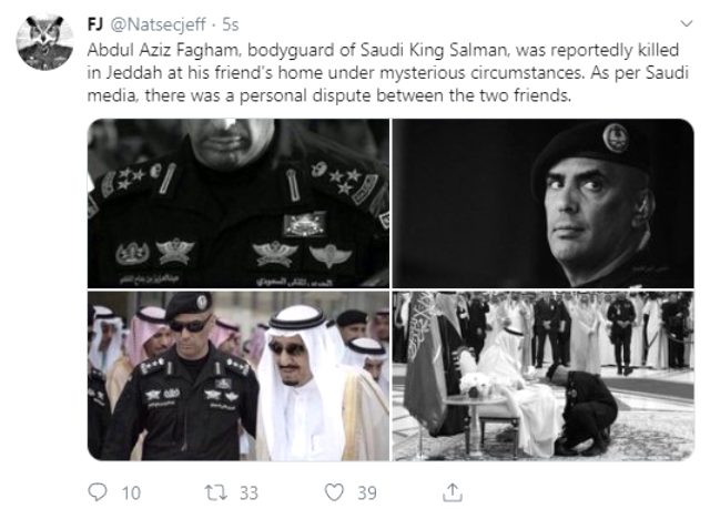 Suudi Arabistan Kralı Selman'ın koruması General Abdülaziz Fagham öldürüldü