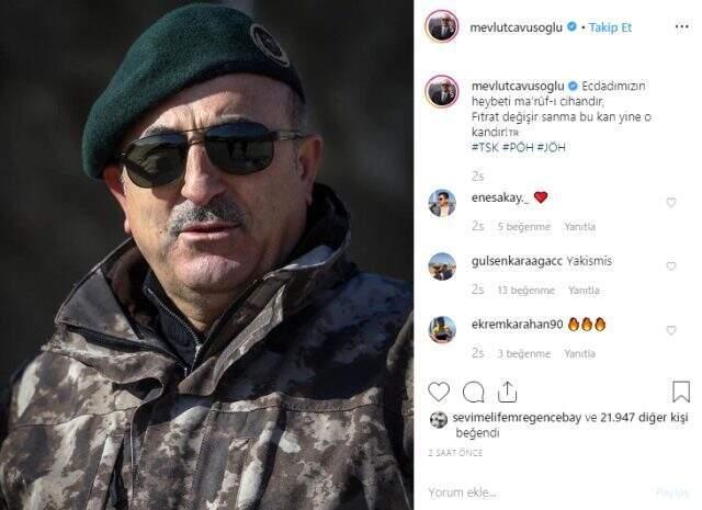 Bakan Çavuşoğlu'dan Mehmetçiğe moral fotoğrafı