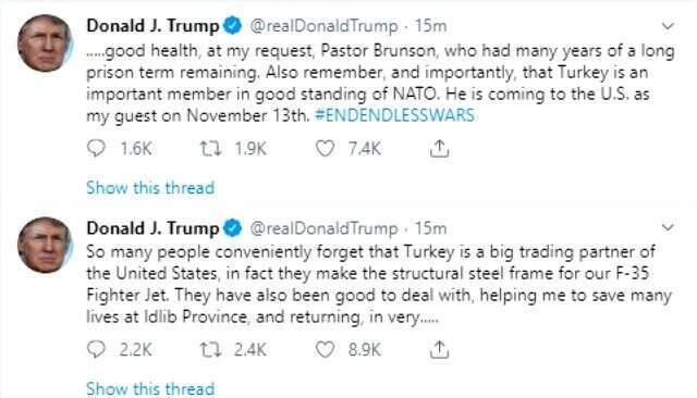 ABD Başkanı Trump 13 Kasım'da Cumhurbaşkanı Erdoğan ile görüşeceğini duyurdu