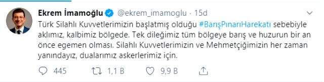 Barış Pınarı Harekatı sonrası siyasiler sosyal medyada üst üste paylaşım yaptı