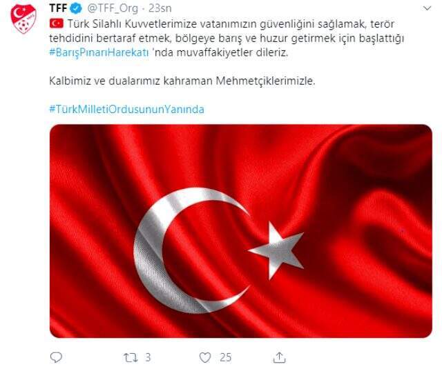 Futbol camiasından Barış Pınarı Harekatı'na destek!