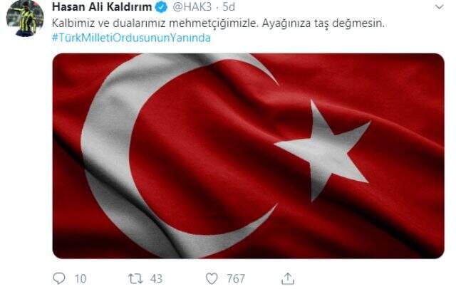 Futbol camiasından Barış Pınarı Harekatı'na destek!