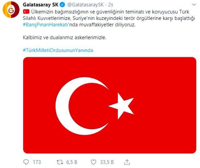 Futbol camiasından Barış Pınarı Harekatı'na destek!