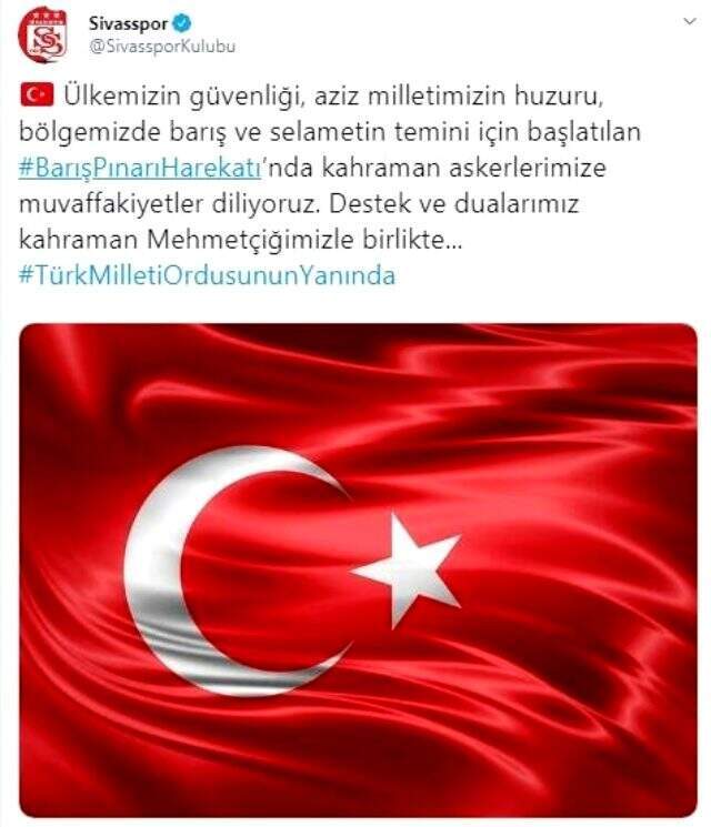 Futbol camiasından Barış Pınarı Harekatı'na destek!