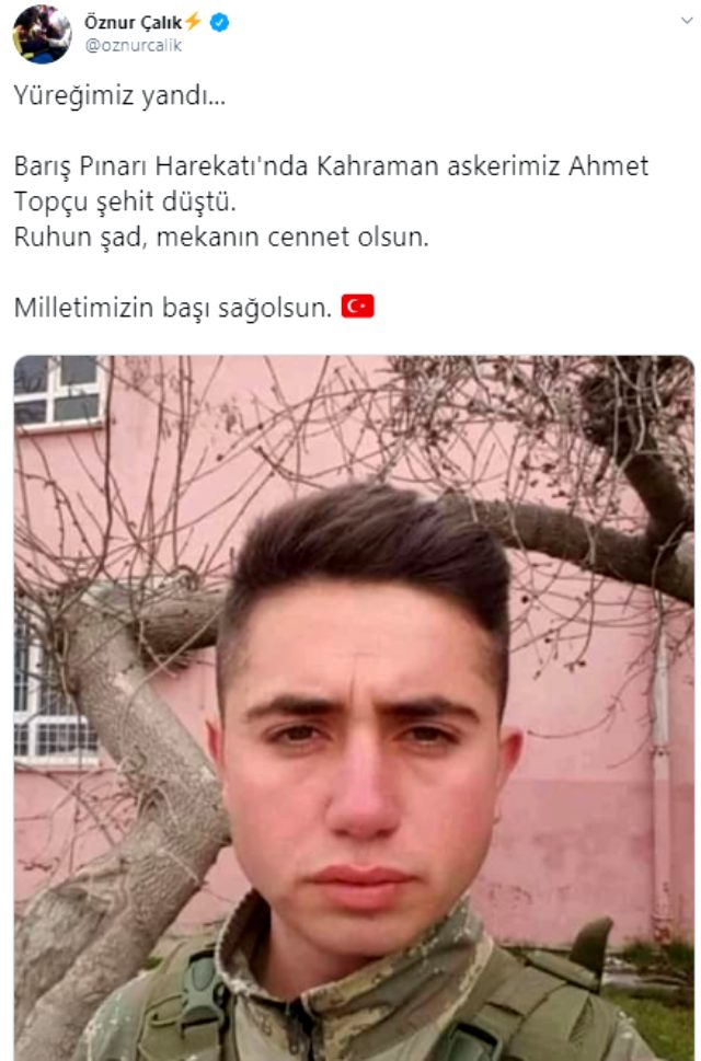 Barış Pınarı Harekatı'nda bir askerimiz şehit oldu