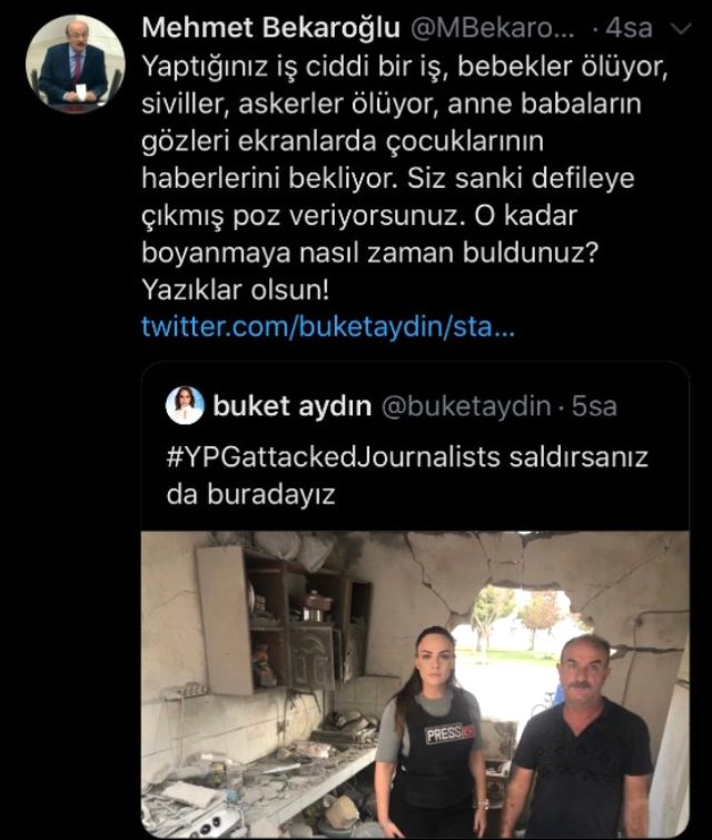 Buket Aydın'dan sınırdaki pozunu eleştiren Mehmet Bekaroğlu'na yanıt geldi