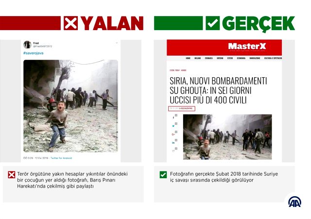 Terör yandaşları, Barış Pınarı Harekatı'nı sahte fotoğraflarla manipüle etmek istedi