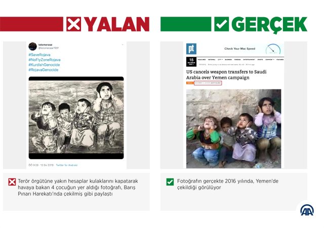 Terör yandaşları, Barış Pınarı Harekatı'nı sahte fotoğraflarla manipüle etmek istedi