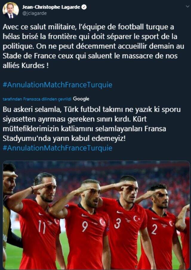 Milli maç öncesi Fransızlar sosyal medyada 'asker selamı' kampanyası başlattı: Maç iptal edilsin Fransızlardan milli maç öncesi sosyal medyada 'asker selamı' kampanyası: Maç iptal edilsin