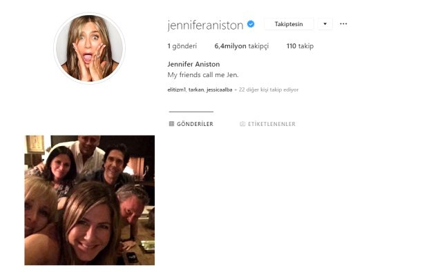Dünyaca ünlü oyuncu Jennifer Aniston, ilk kez Instagram hesabı açtı