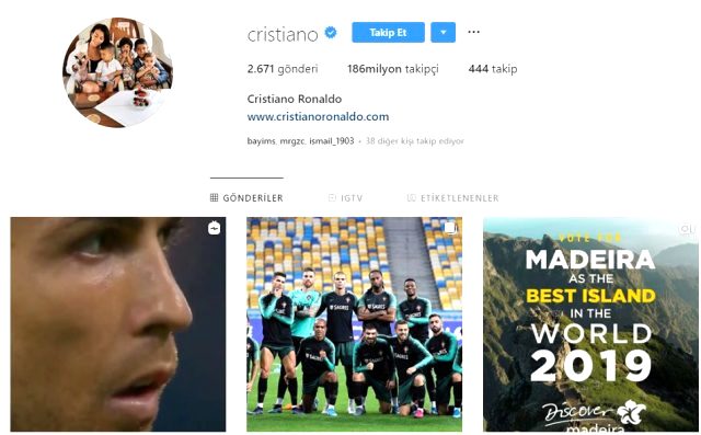 Ronaldo'nun Instagram hesabını kiralamak için 100 milyon euro teklif ettiler