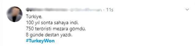 Türkiye'nin Barış Pınarı Harekatı'nda yürüttüğü siyasi başarısı sosyal medyada TurkeyWon etiketiyle gündem oldu
