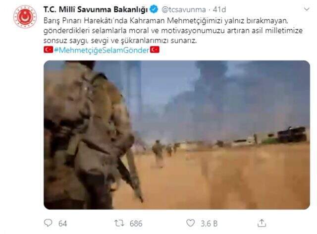 Bakanlık, Mehmetçiğe selam gönderlere teşekkür videosu yayınladı