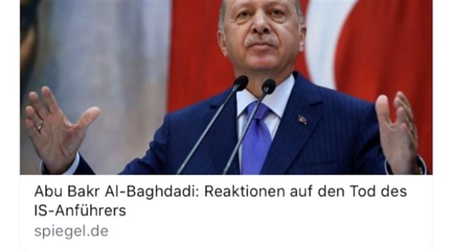 Alman dergisi Der Spiegel'den büyük skandal: Bağdadi'nin öldürülmesini Erdoğan'ın fotoğrafıyla duyurdu