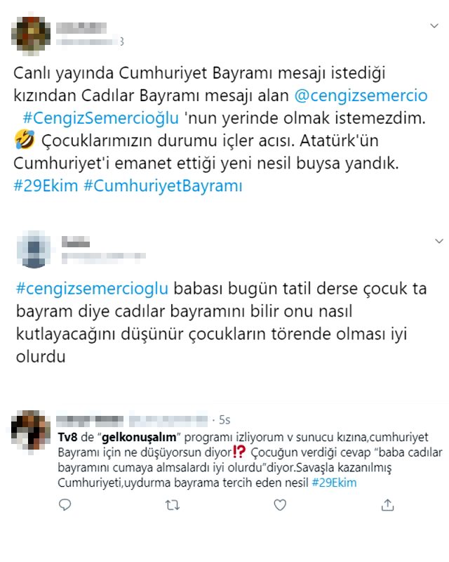 Cengiz Semercioğlu'nun 29 Ekim'le ilgili düşüncelerini sorduğu kızı, verdiği cevapla herkesi şaşırttı