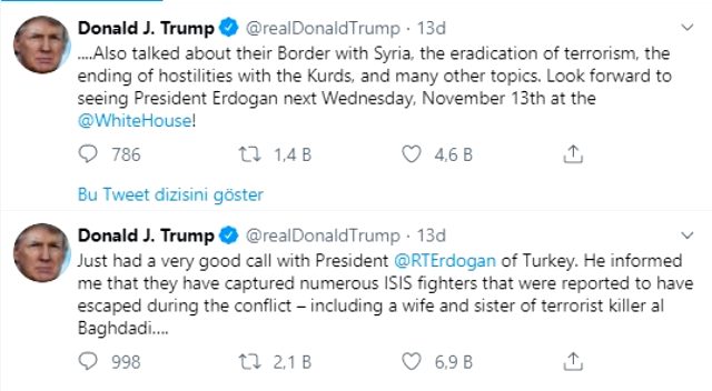 ABD Başkanı Trump: Erdoğan'la çok iyi bir görüşme yaptık, 13 Kasım'ı sabırsızlıkla bekliyorum