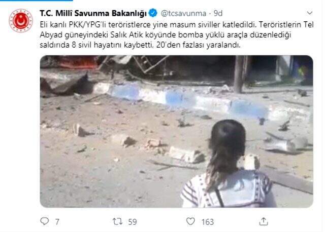 Amerika'nın 'çekildiler' dedikleri teröristler, Tel Abyad'da bombalı saldırı düzenledi: 8 ölü, 30 yaralı Amerika'nın 'çekildiler' dedikleri teröristler, Tel Abyad'da bombalı saldırı düzenledi: 8 ölü, 30 yaralı