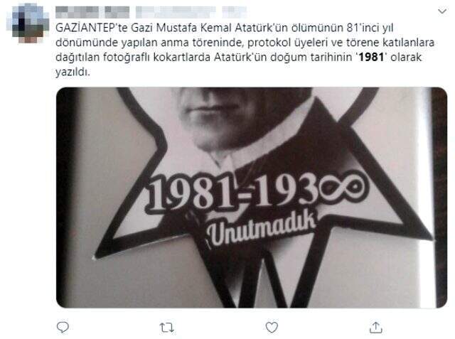 Atatürk'ün doğum tarihi yanlış yazıldı! Sosyal medyadan tepki yağdı