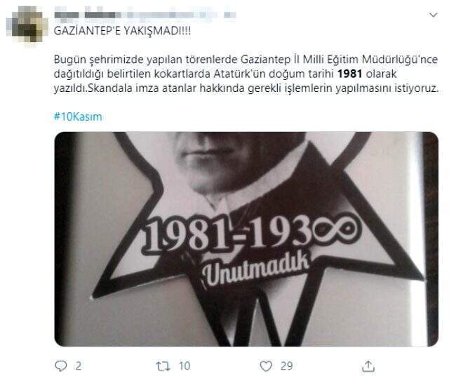 Atatürk'ün doğum tarihi yanlış yazıldı! Sosyal medyadan tepki yağdı