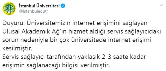 Türkiye genelinde birçok üniversitede internet kesildi