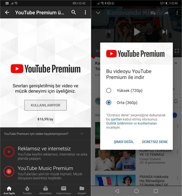 Merakla Beklenen YouTube Servisi YouTube Premium Türkiye'de Kullanıma Sunuldu