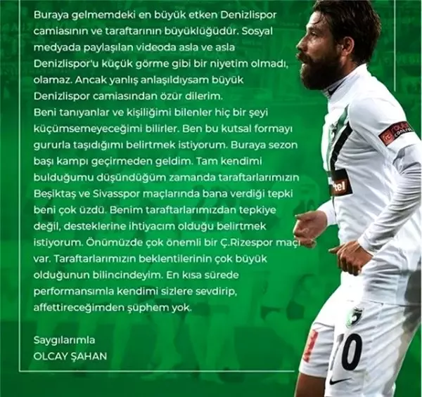 Olcay Şahan Denizlispor camiasından özür diledi