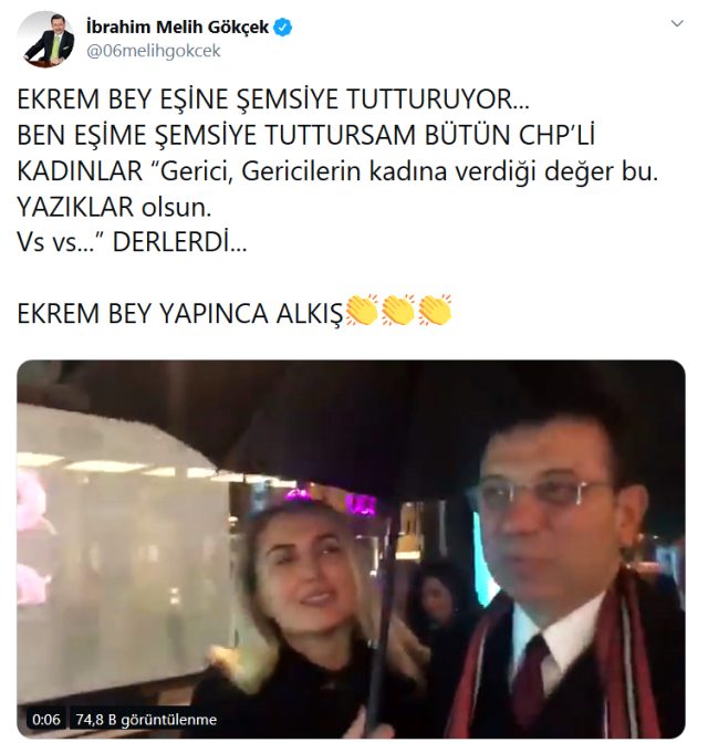 Gökçek'ten İmamoğlu'nun eşinin paylaştığı videoya ilginç yorum: Ben yapsam gerici derlerdi