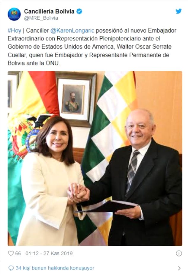 Bolivya 11 yıl sonra ABD'ye büyükelçi atadı