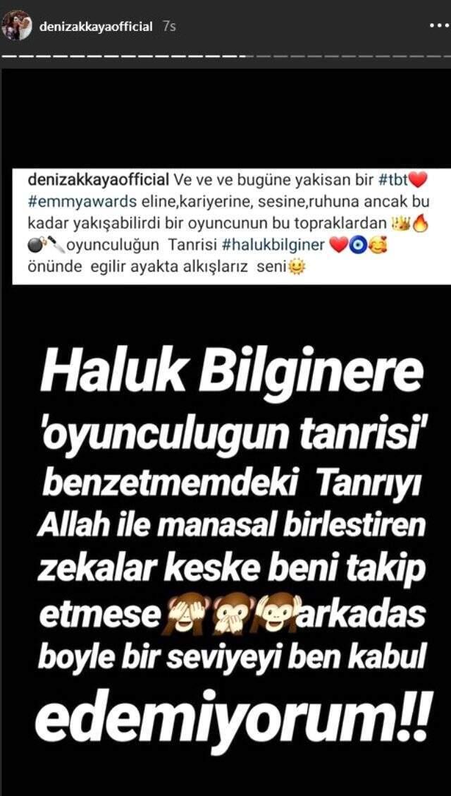 Haluk Bilginer'e 'Oyunculuğun tanrısı' benzetmesini yapan Deniz Akkaya'ya tepki yağdı Haluk Bilginer'e