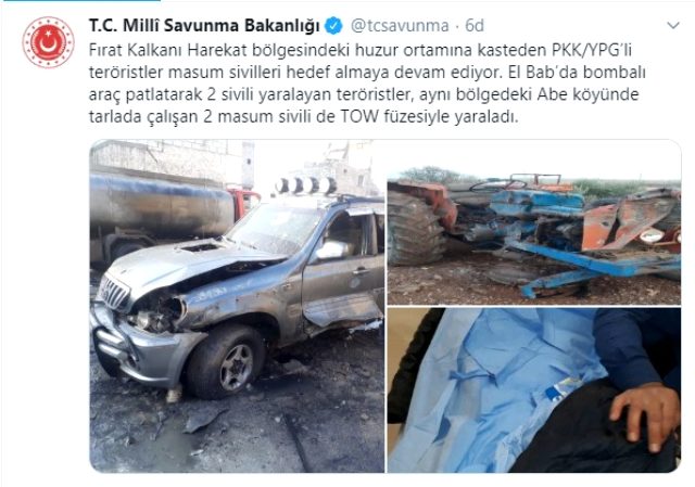 YPG/PKK'lı teröristler El Bab'da sivillere saldırdı: 4 yaralı
