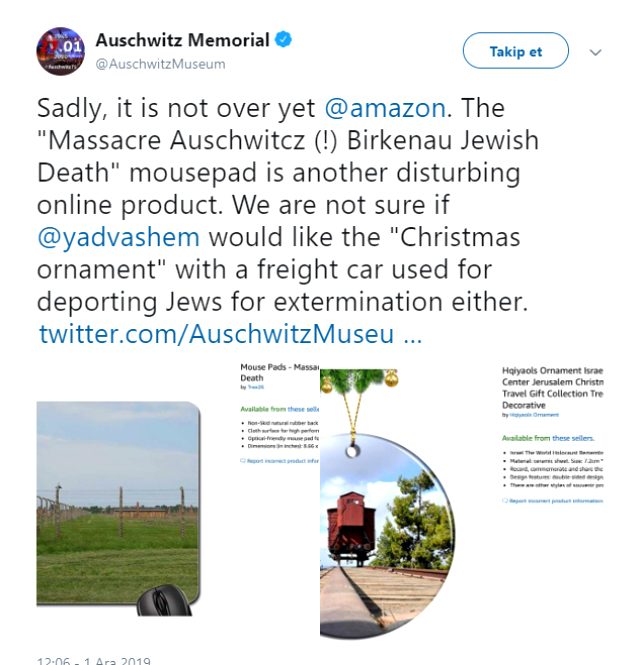 Amazon, Nazilerin ölüm kampı Auschwitz'in görüntülerini içeren Noel süslerini satıştan kaldırdı