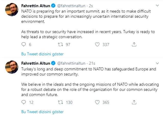 Kritik zirvesi öncesi Altun'dan NATO'ya çağrı: Endişelerimize yönelik destek beklemekteyiz Kriz sonrası Altun'dan NATO'ya çağrı: Endişelerimize yönelik destek beklemekteyiz