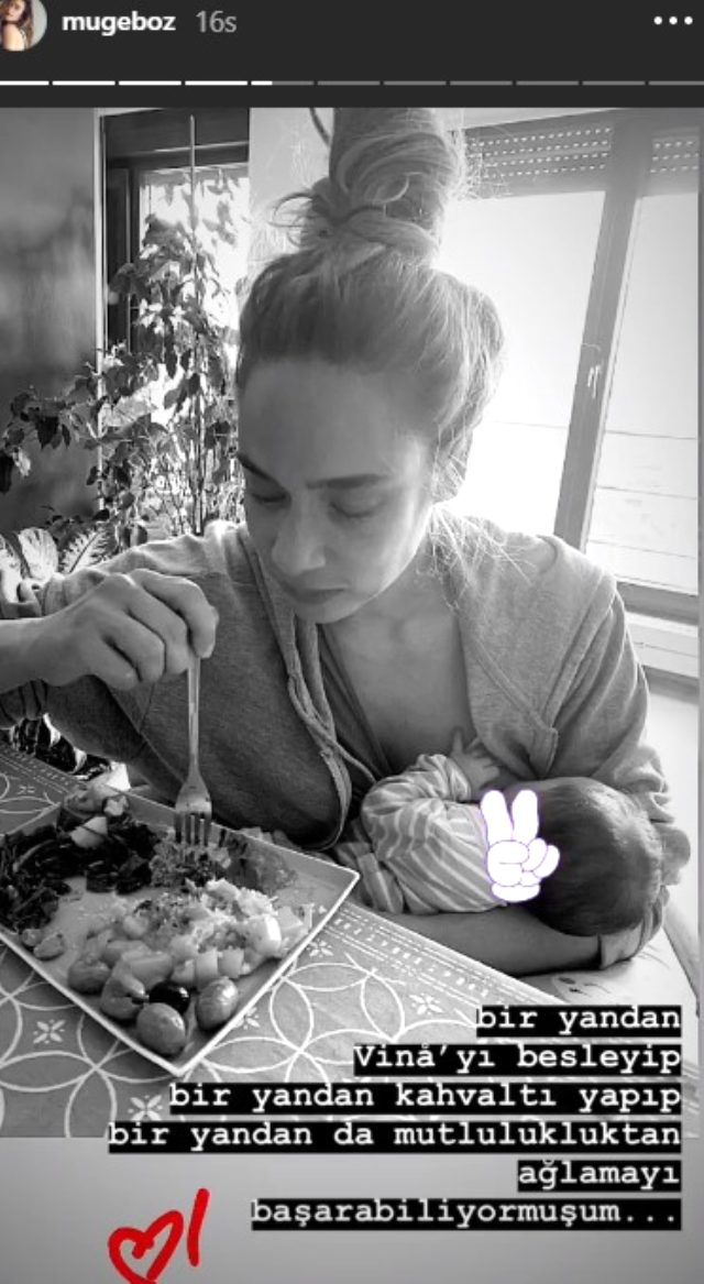 Yeni anne olan oyuncu Müge Boz, bebeğini emzirdiği anları paylaştı