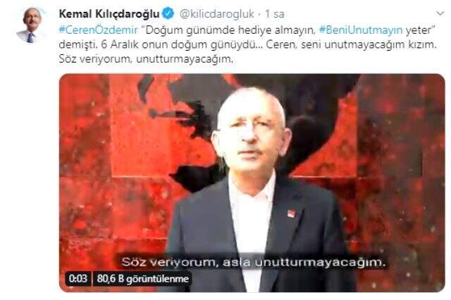 Kılıçdaroğlu'ndan duygulandıran 'Ceren Özdemir' paylaşımı: Seni unutmayacağım kızım Kılıçdaroğlu'ndan duygulandıran
