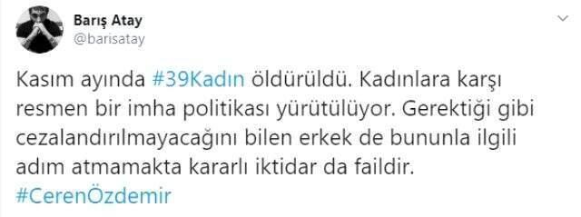 Ünlü isimler, Ceren Özdemir'in öldürülmesine tepki gösterdi